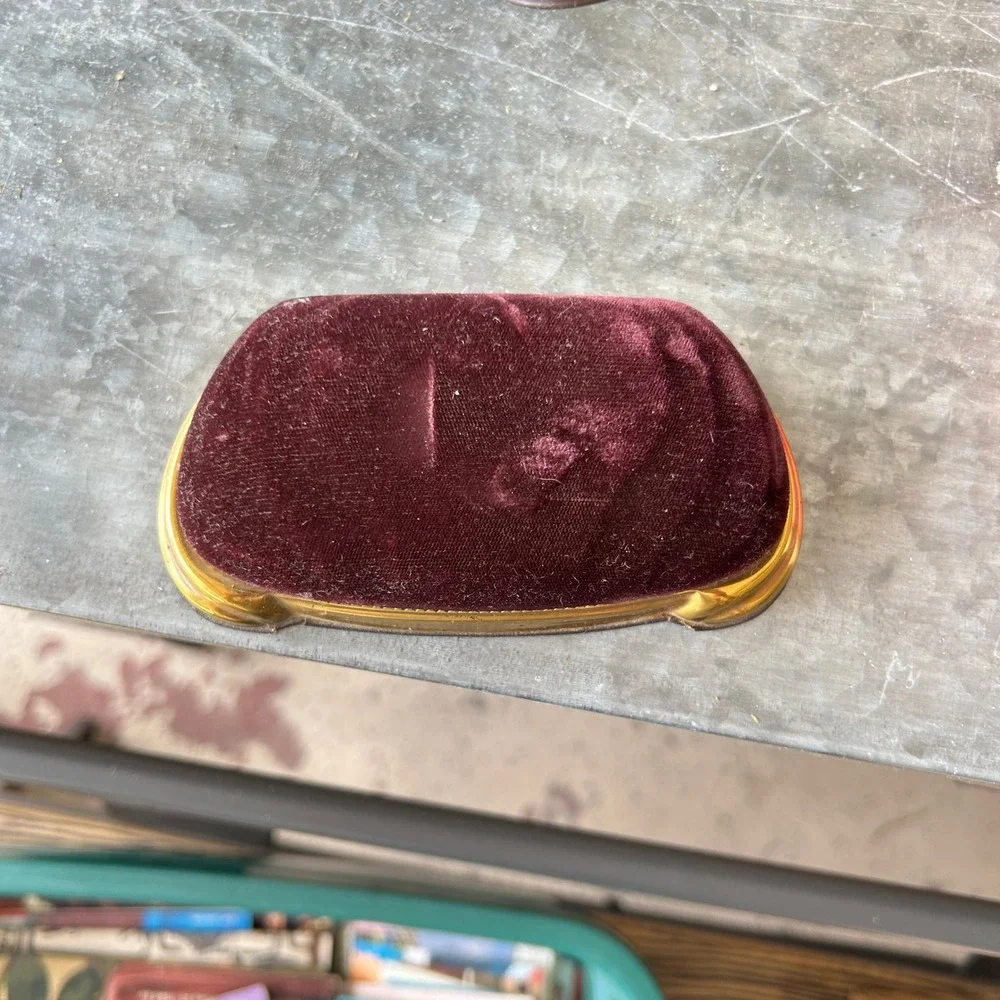 Vtg 1950s Alton Watch Box Case Zipper Velvet Purple Burgundy Noble USA Art Deco